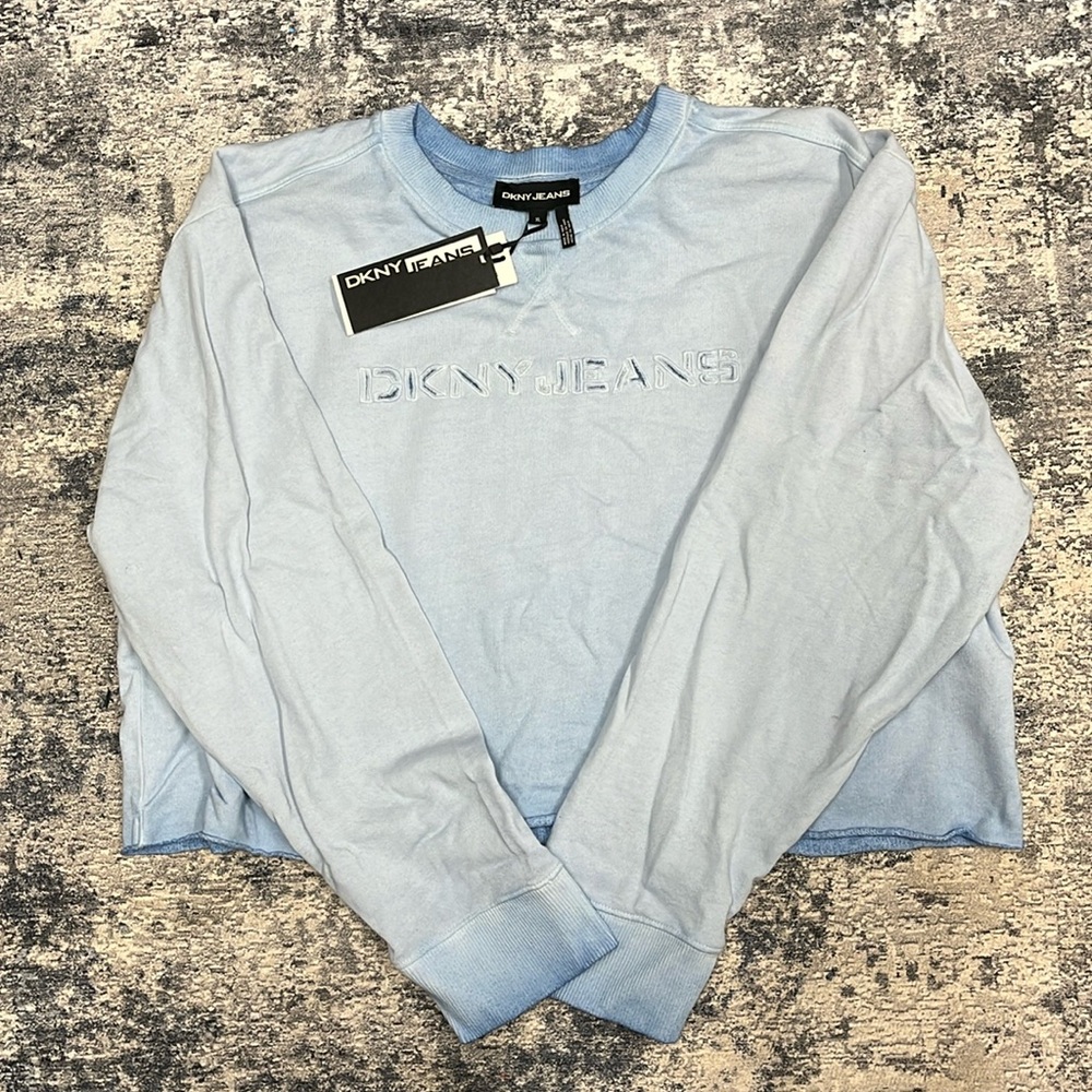 DKNY Light Blue Cropped Crewneck
